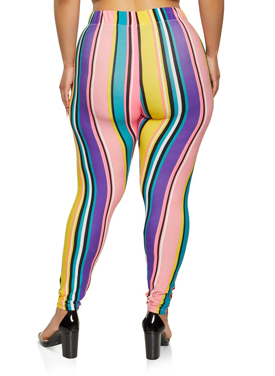 Rainbow Color Leggings Octogon Shape Pattern Unique Stretch Pants Gift for Her Multi Color Geometric Pants Women/'s Leggings