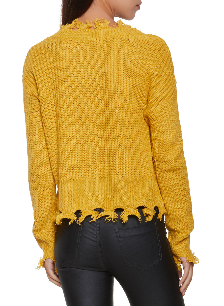 distressed trim sweater