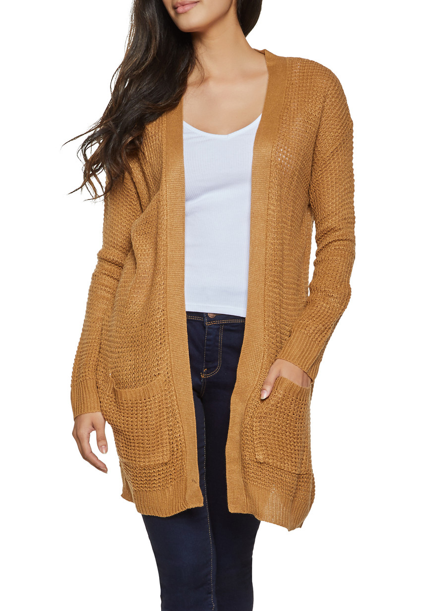 waffle knit cardigan
