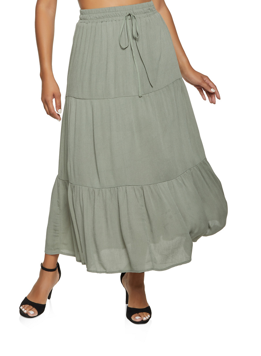 tiered ruffle maxi skirt