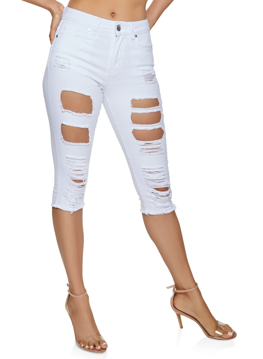 destroyed capri jeans