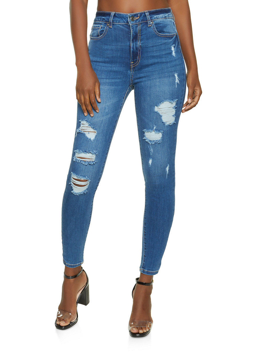 distressed skinny jeans womens