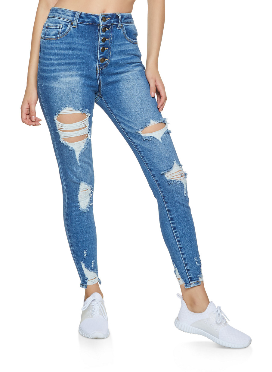 wax distressed jeans