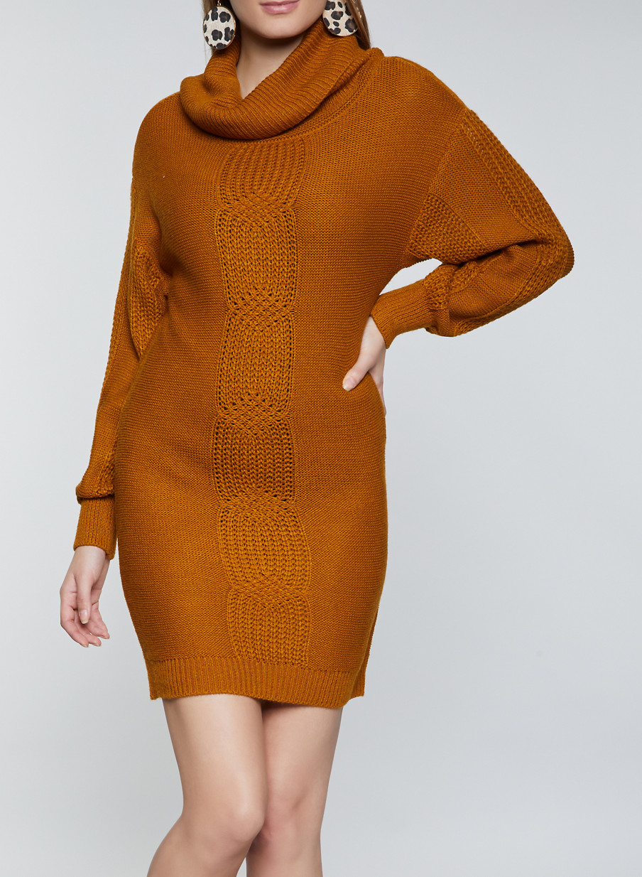 cowl neck knit dress