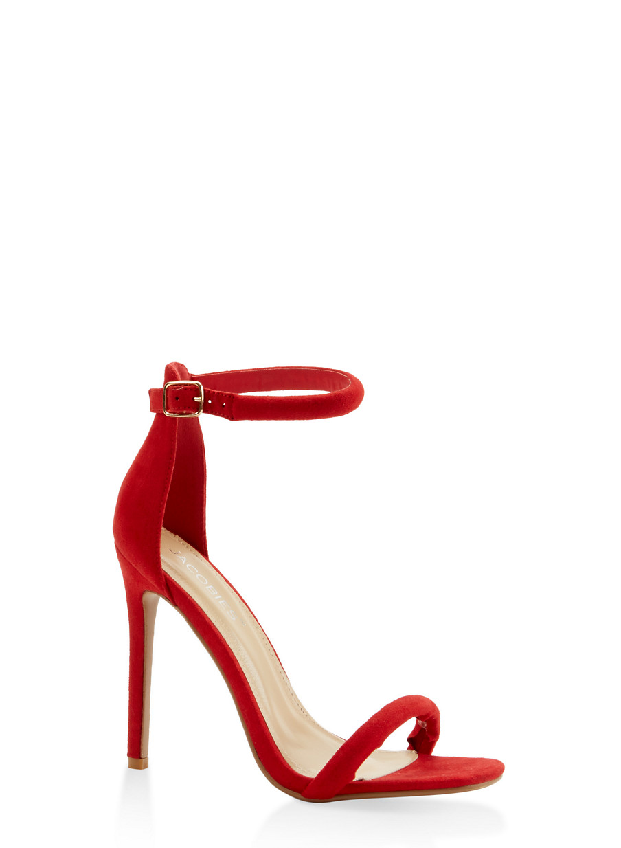 Ankle Strap Faux Suede High Heel Sandals
