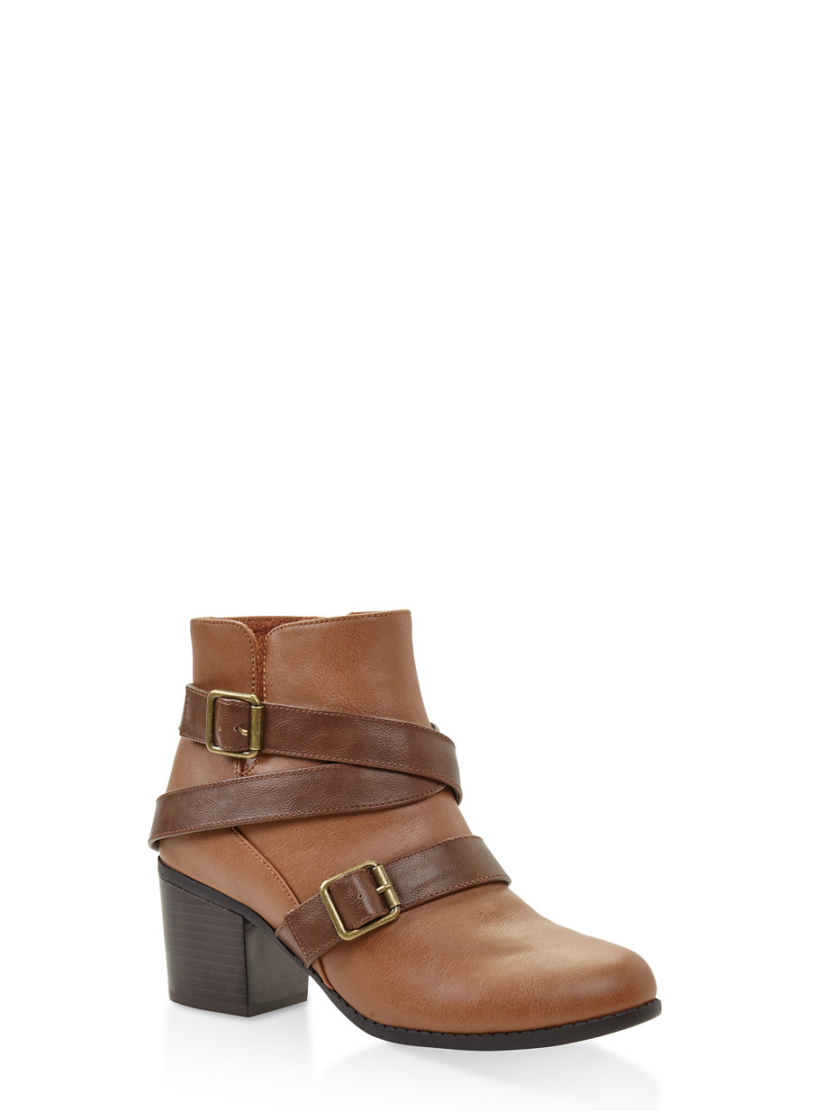 Buckle Strap Block Heel Booties