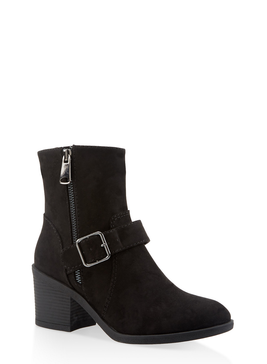 Buckle Mid Heel Booties