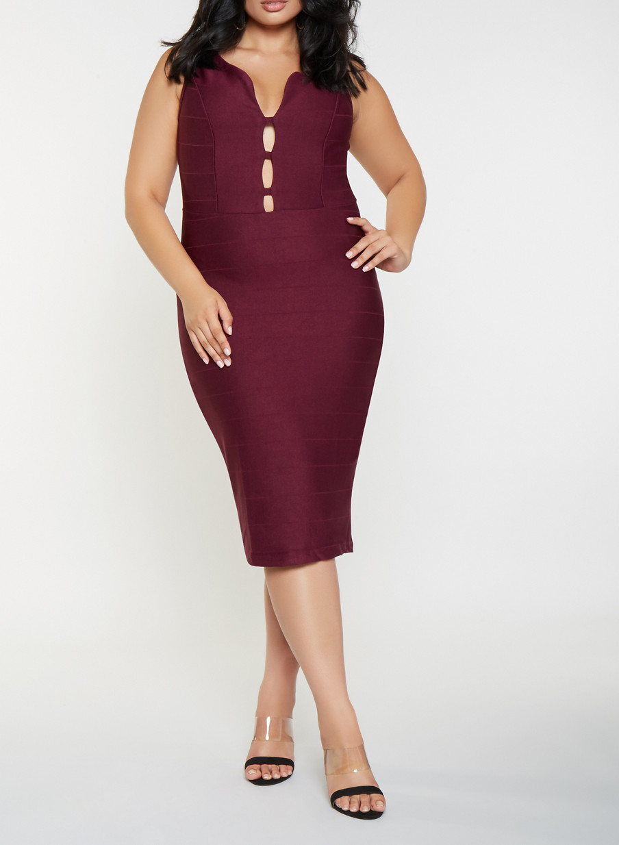 Plus Size Caged Bandage Dress