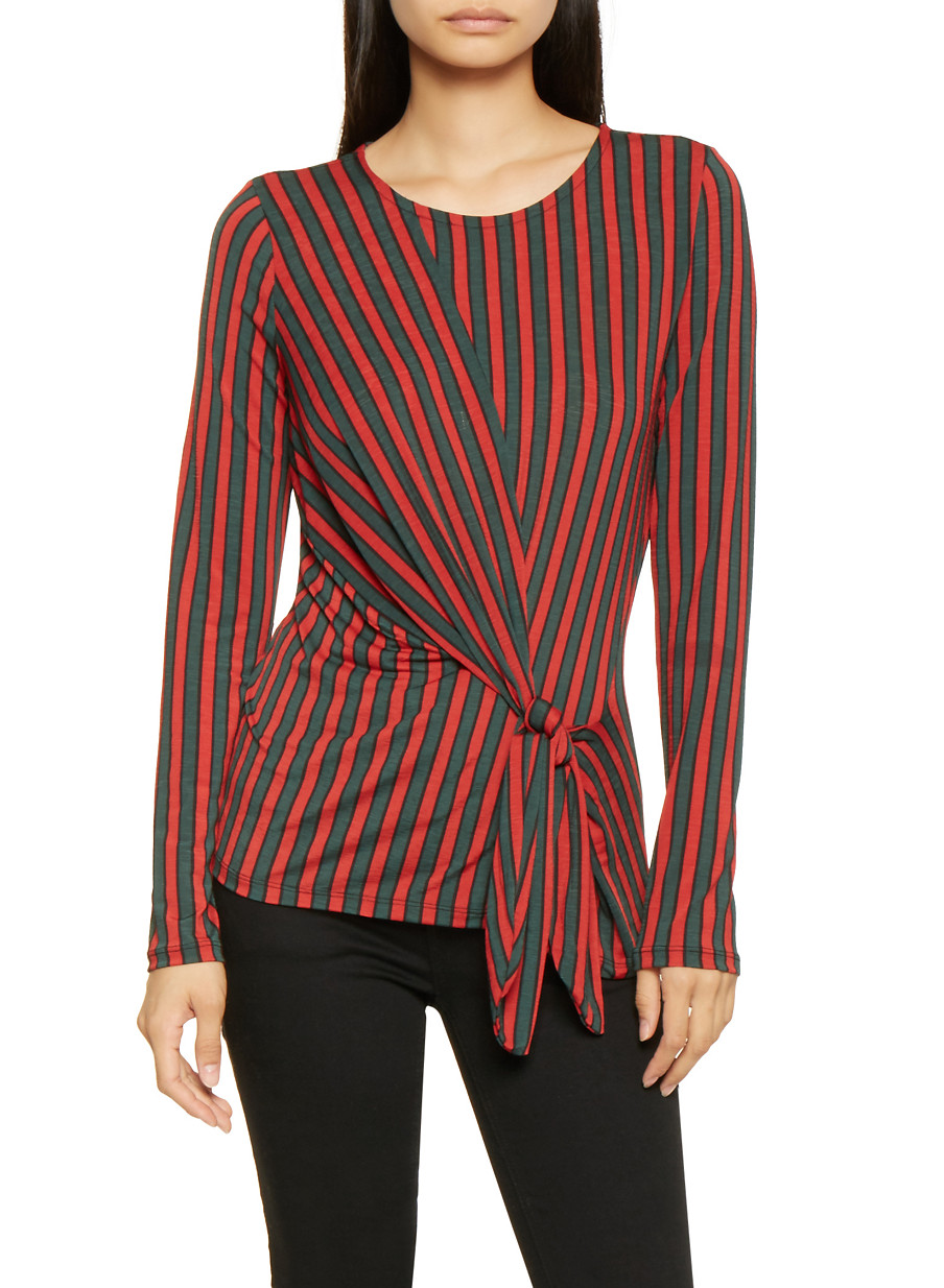 Striped Tie Front Top