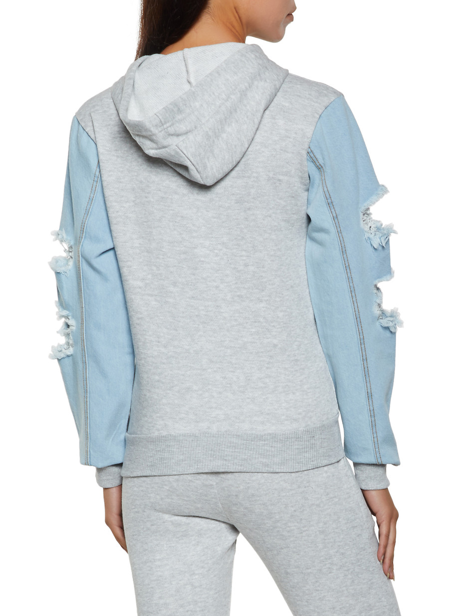 sweatshirt with denim sleeves