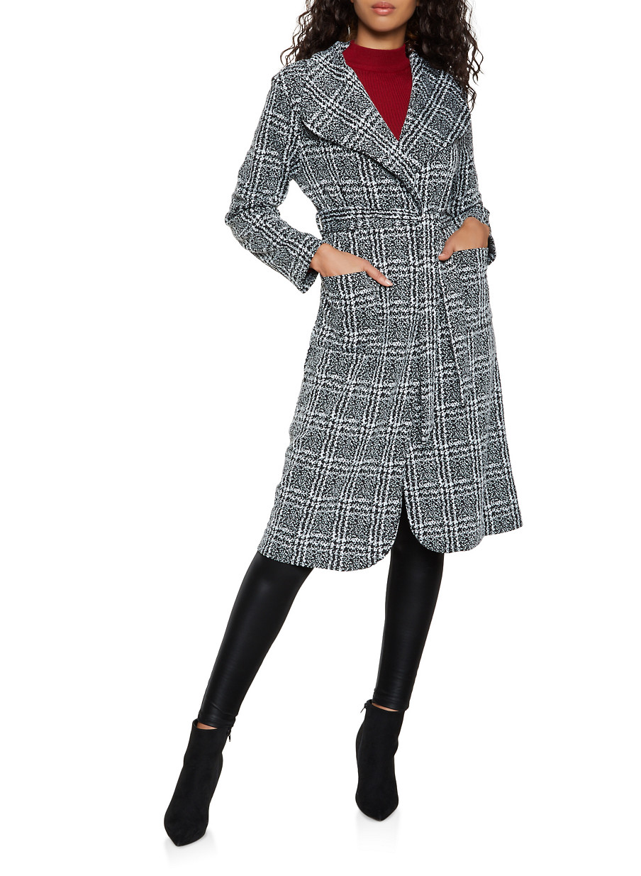 plaid wrap coat