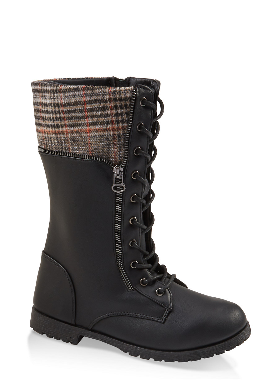 plaid combat boots