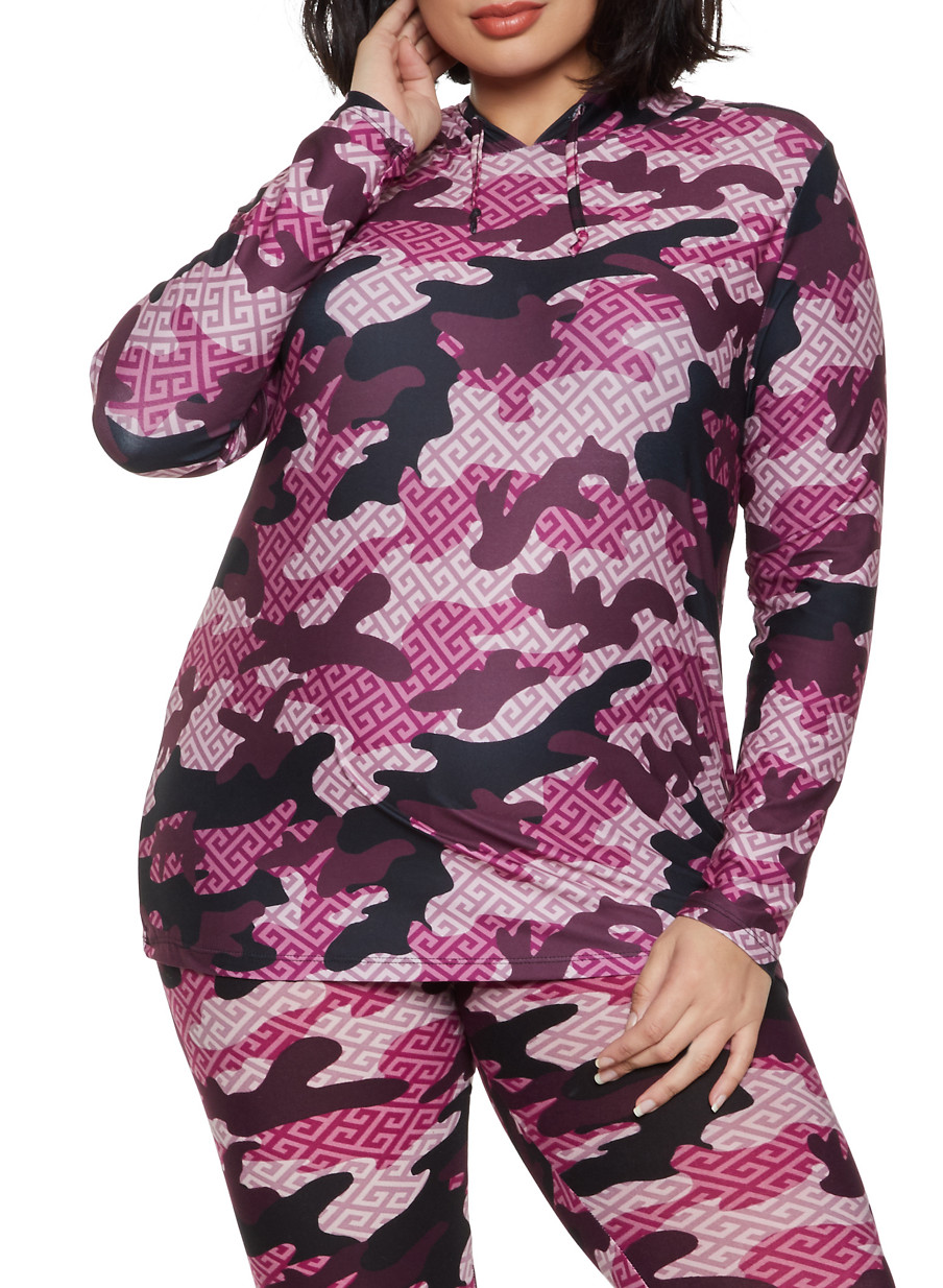 plus size pink camo hoodie