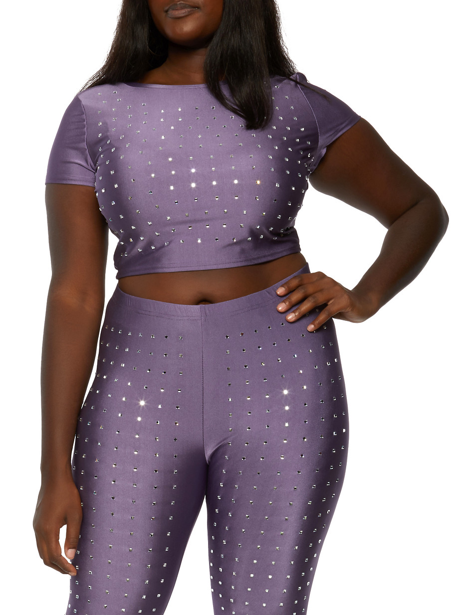 plus size rhinestone leggings