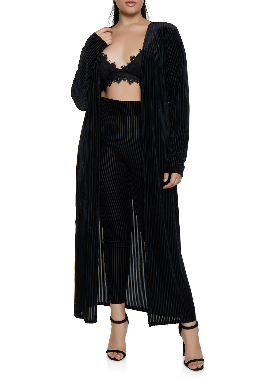 Plus Size Shadow Stripe Duster