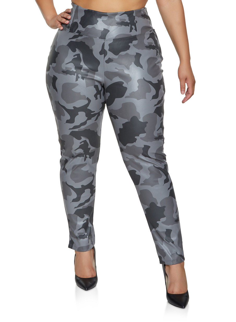 plus size high waisted camo pants