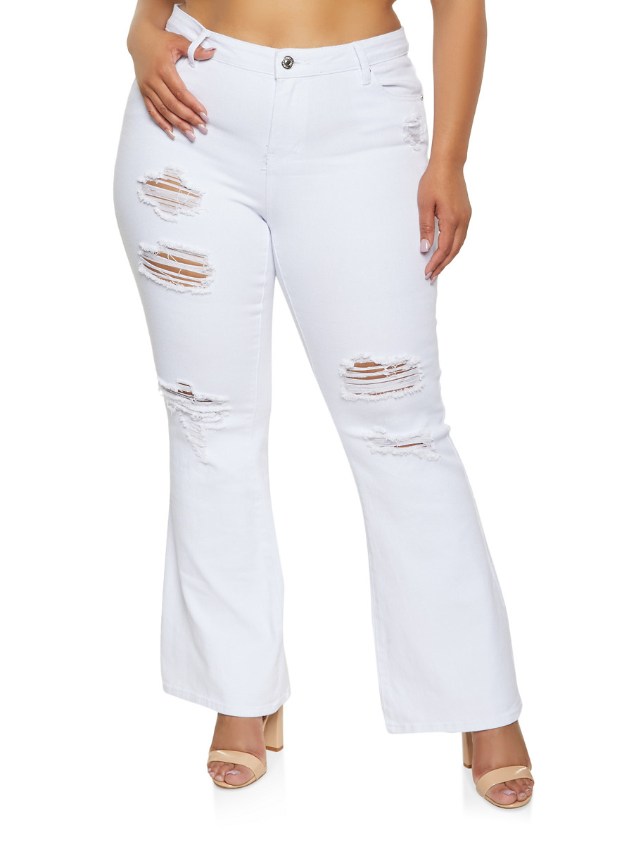 Plus Size Almost Famous Distressed Flare Jeans