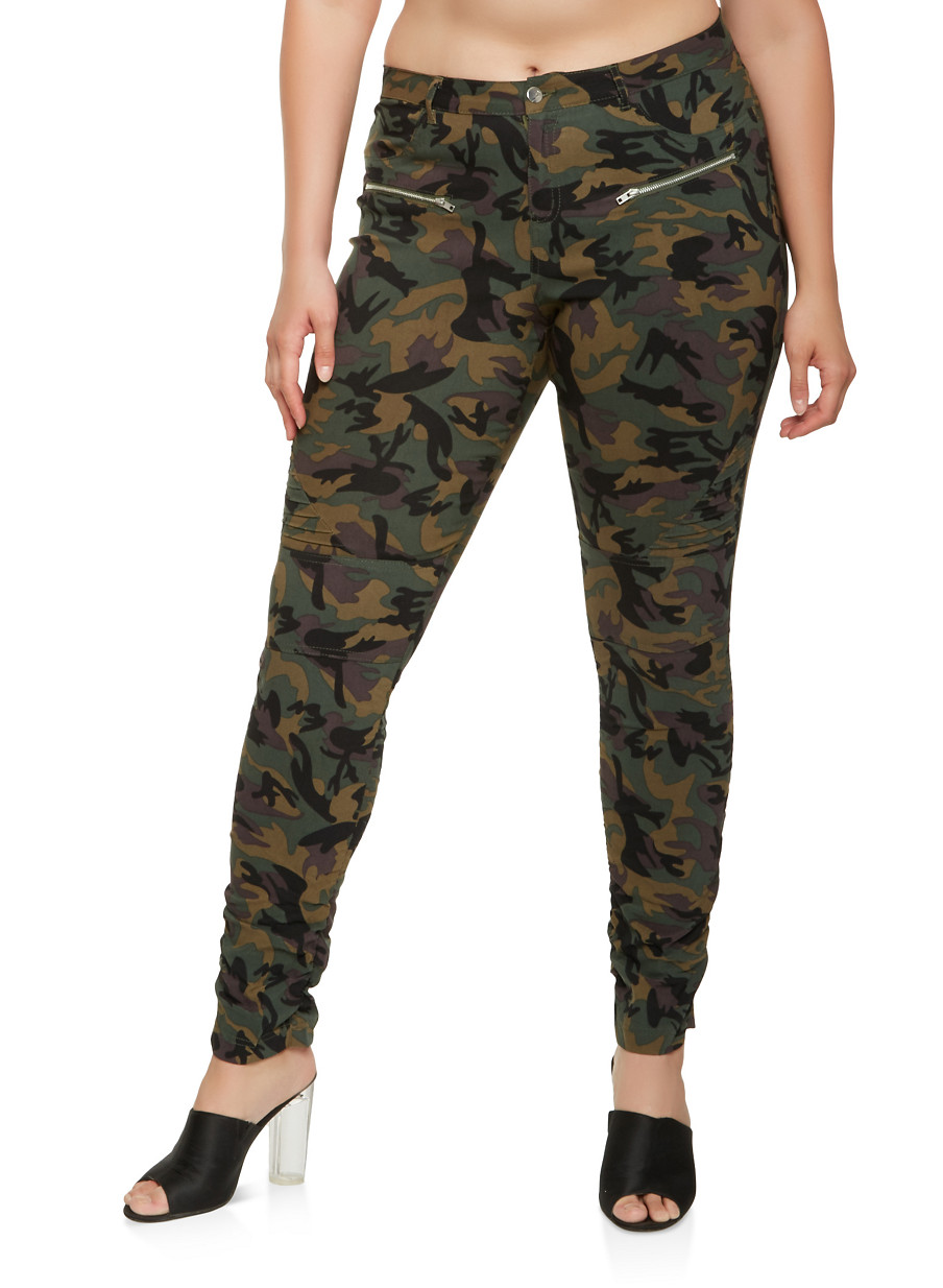 Plus Size Camo Moto Jeggings