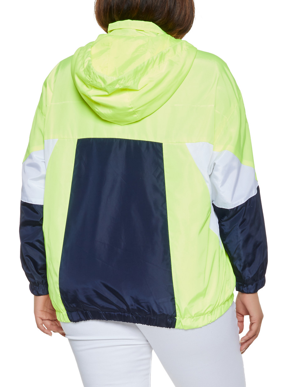 plus size color block windbreaker