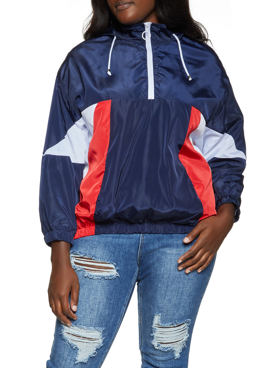 plus size windbreaker with hood