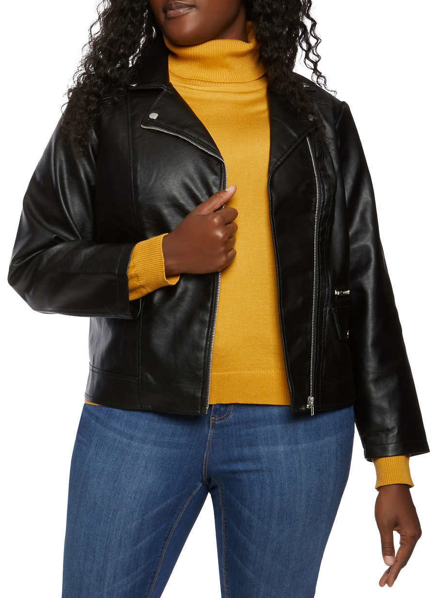 plus size mustard leather jacket