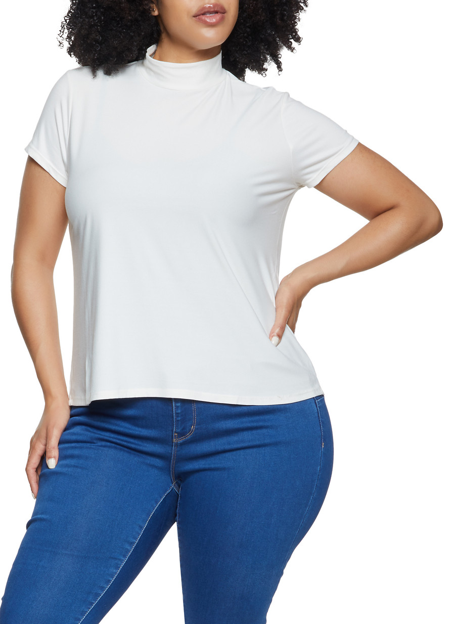 mock neck plus size tops