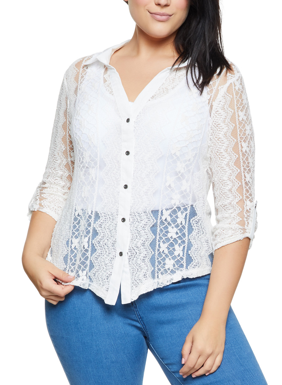 plus size lace shirt