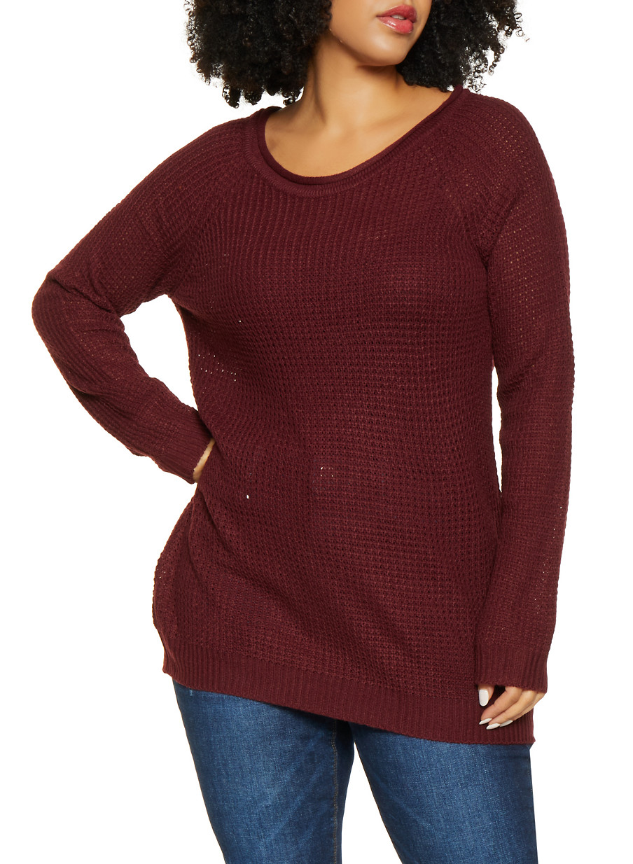 Plus Size Waffle Knit Sweater