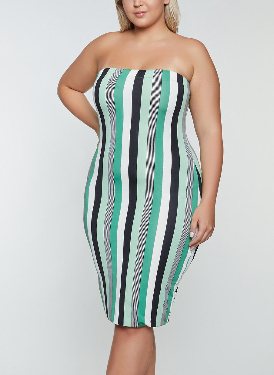 striped strapless dress