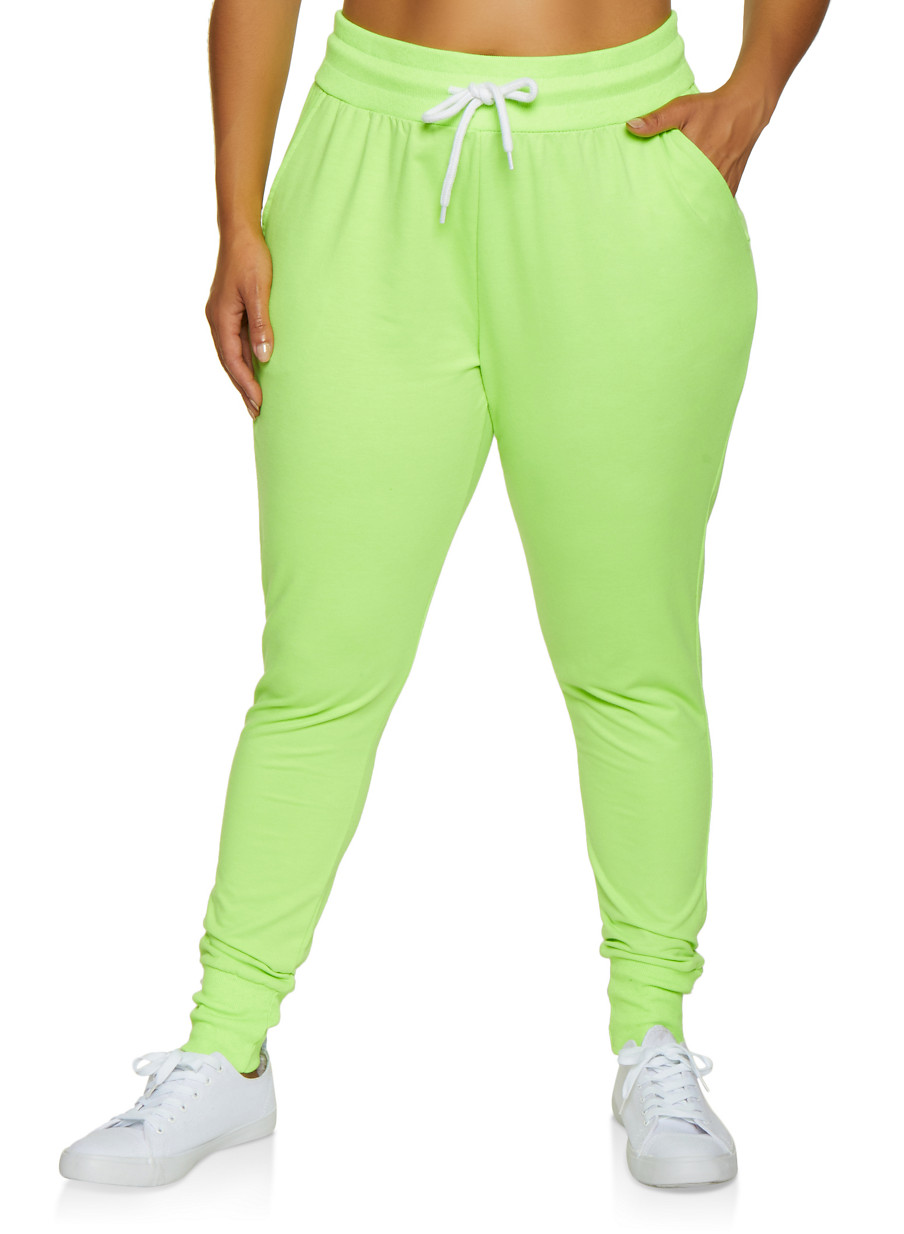 Plus Size Solid French Terry Lined Joggers