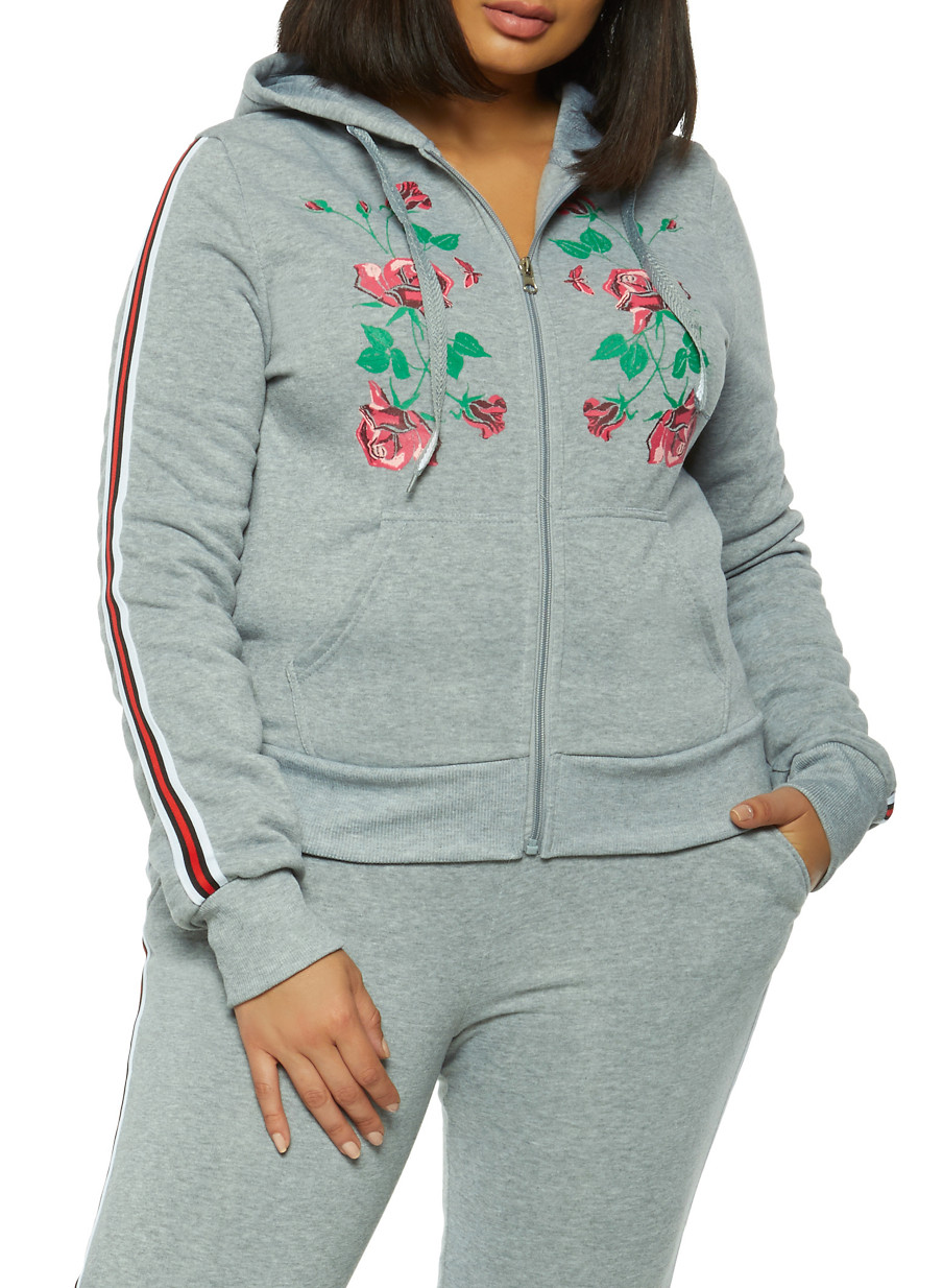 plus size floral hoodie