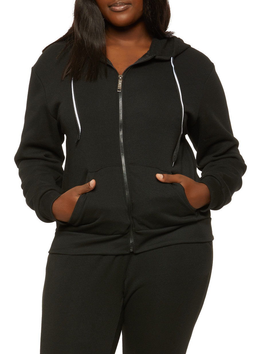 plus size zip front hoodie