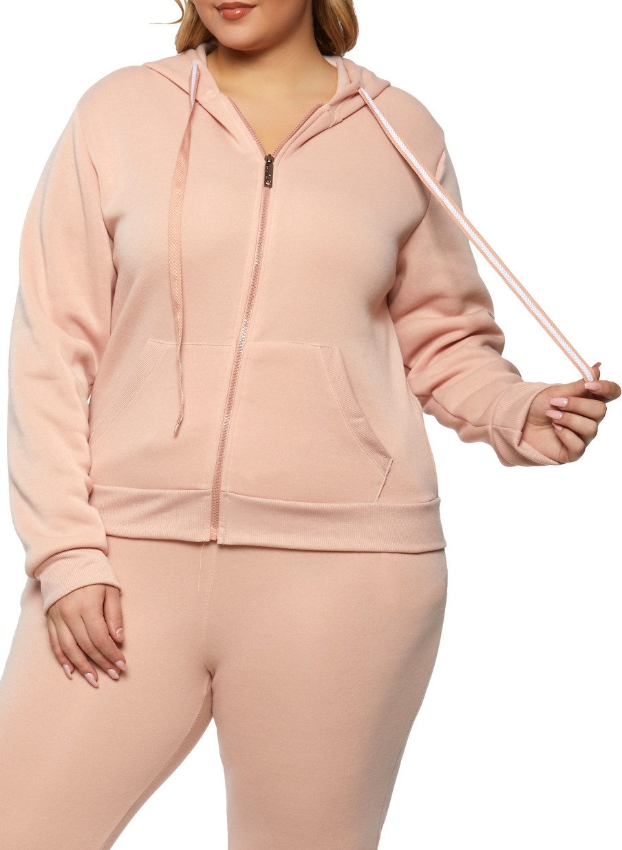 plus size zip front hoodie