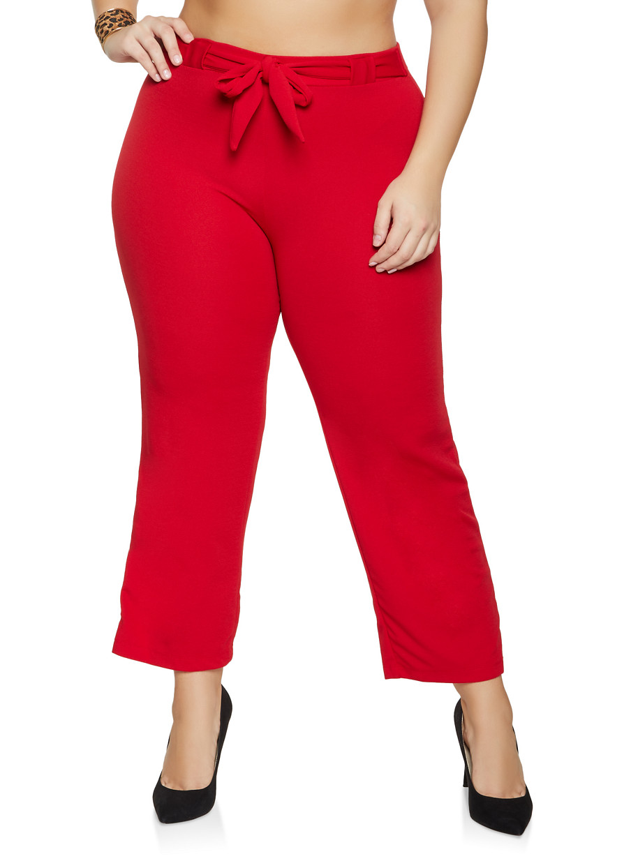 high waisted tie pants plus size