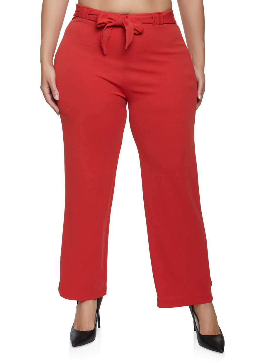 red plus size dress pants