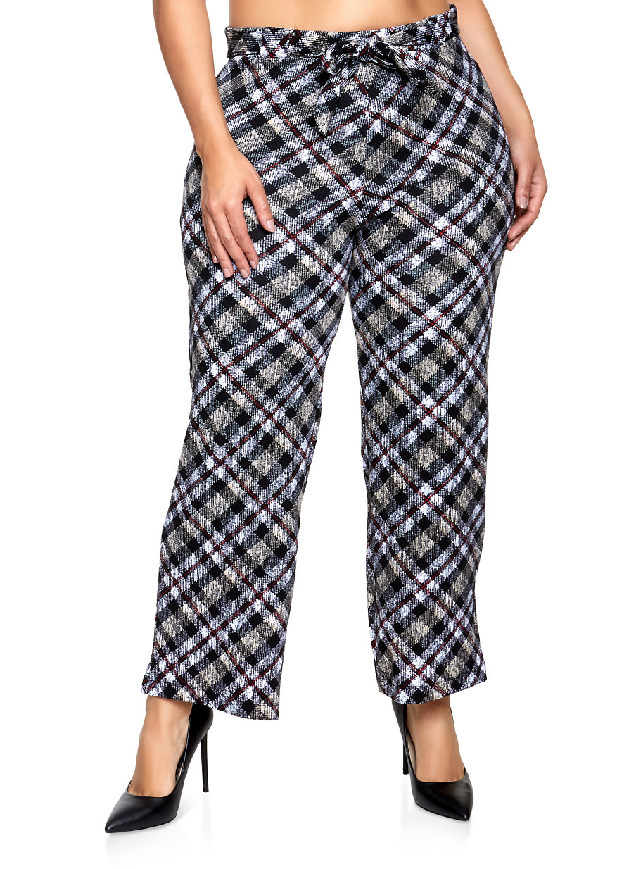 high waisted plaid dress pants