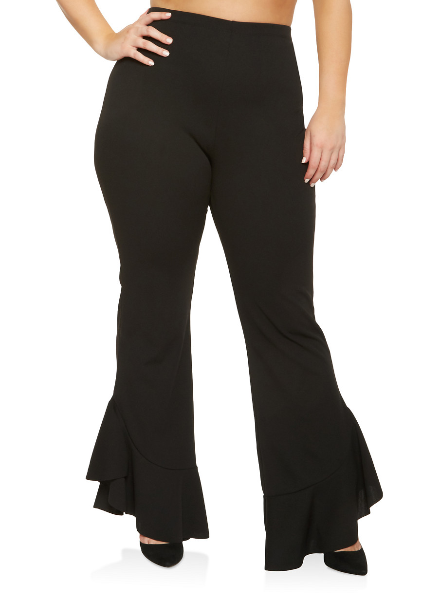 Plus Size Ruffle Hem Pants