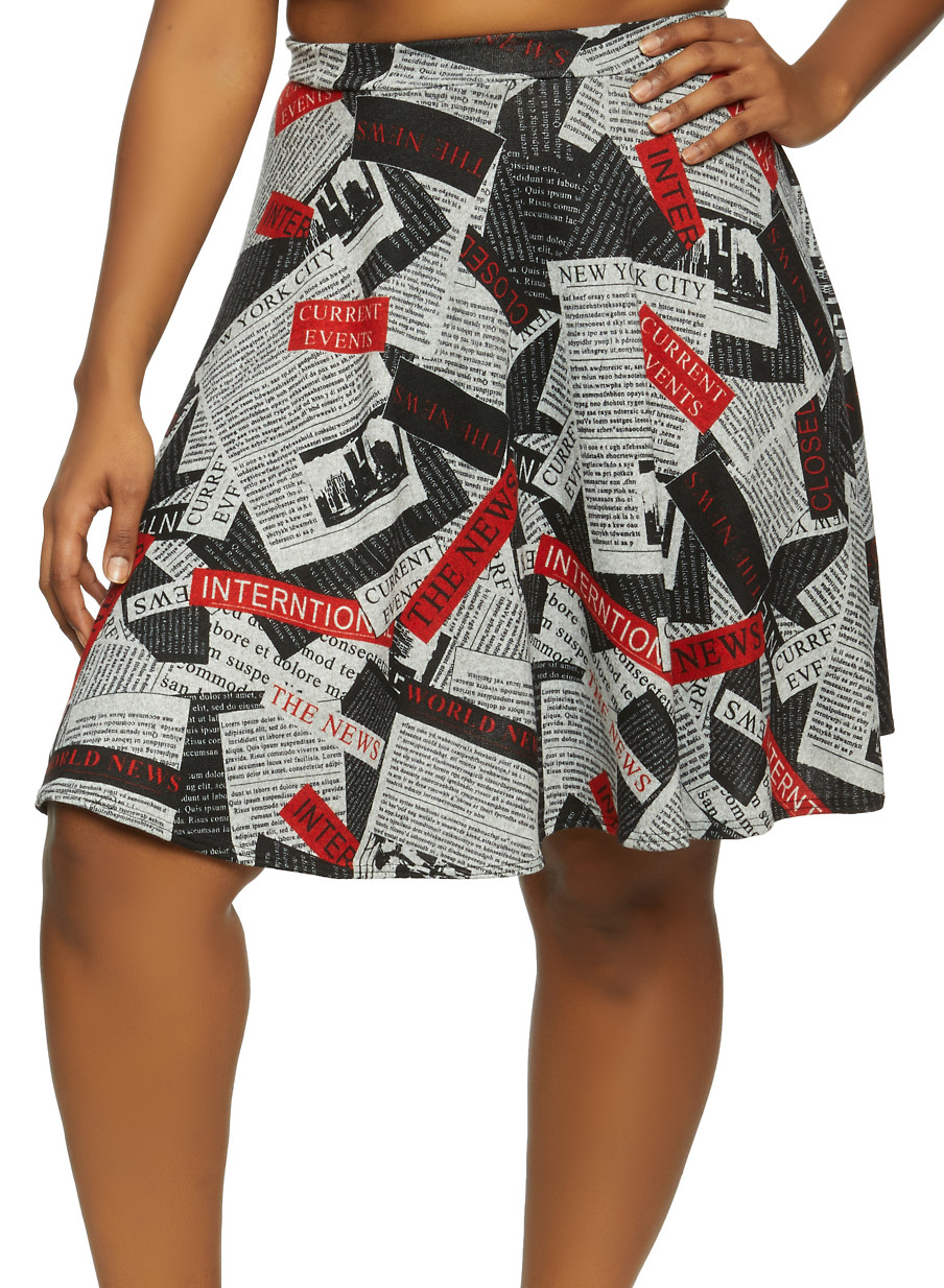 plus size midi skater skirt