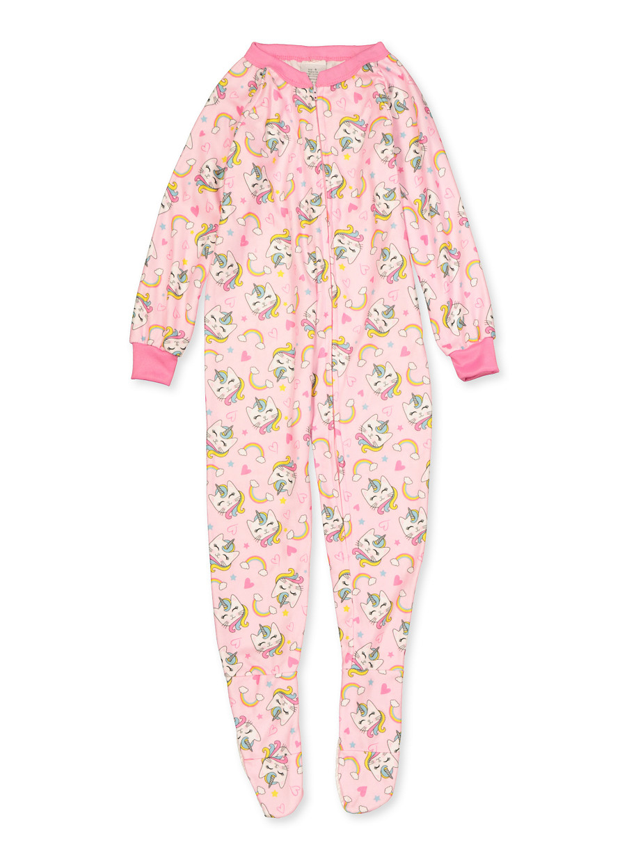 girls footed pajamas