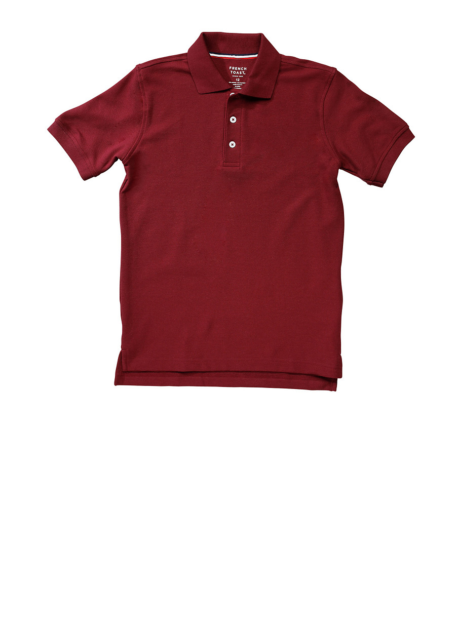 burgundy polo uniform shirt