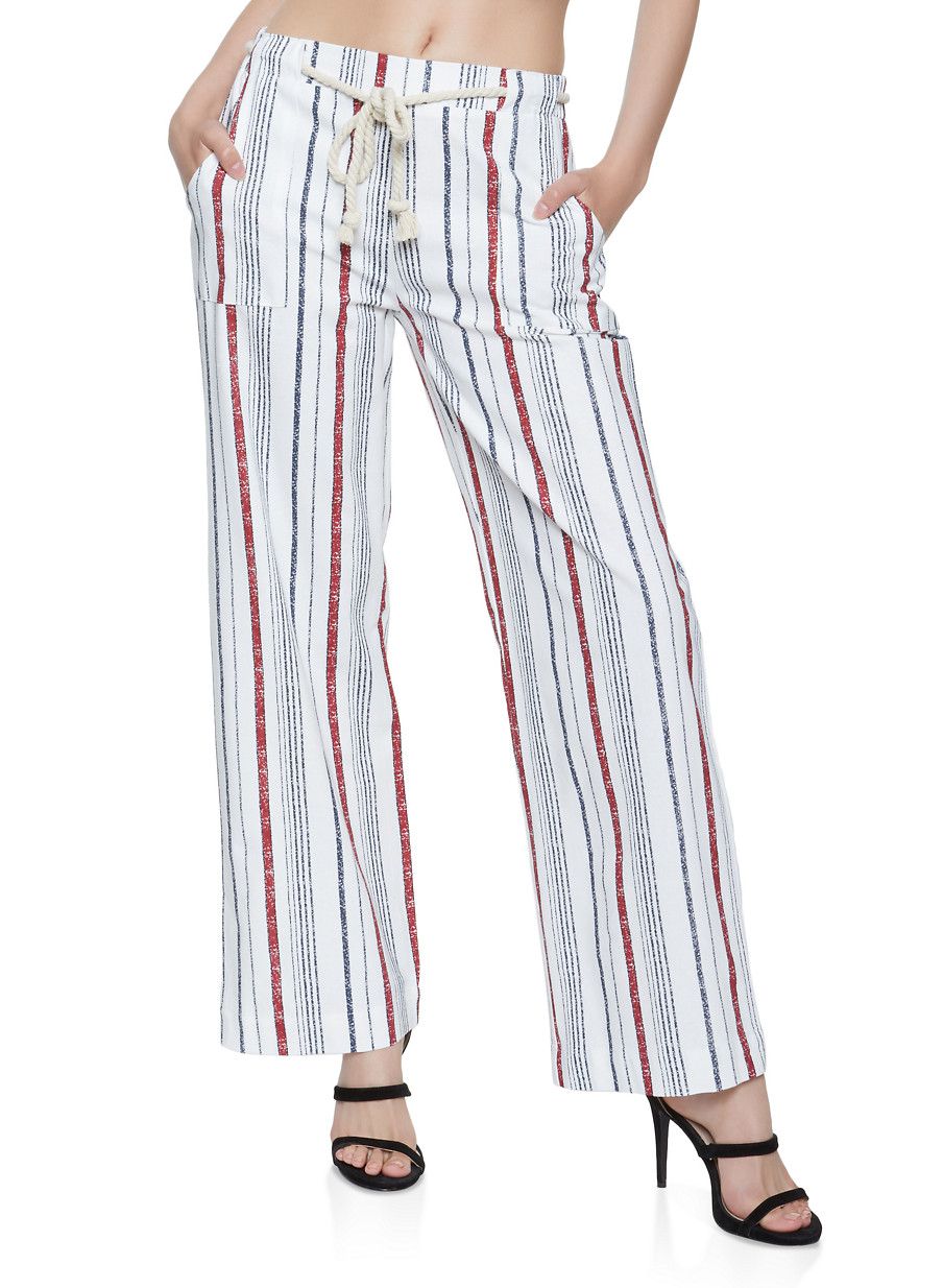 striped linen palazzo pants