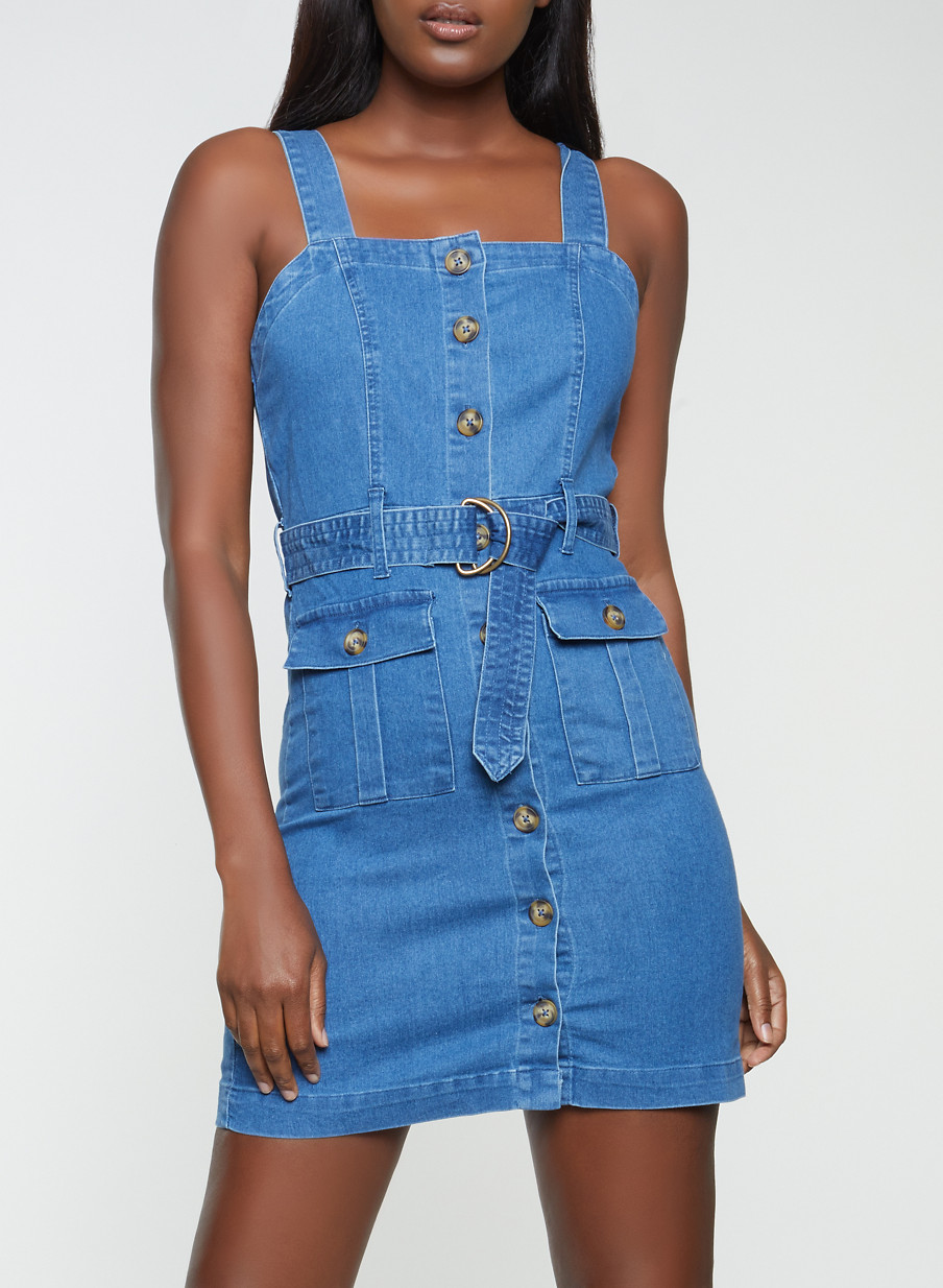 button front jean dress