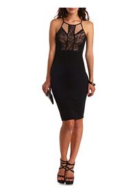 Racer Front Lace Bodycon Dress