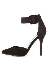 Texture Block D'Orsay Ankle Strap Heels