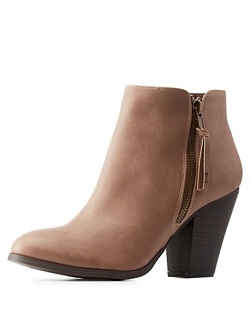 Side-Zip Chunky Heel Booties | Charlotte Russe
