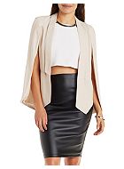 Cape Blazer with Decorative Pockets & Pointed Hems