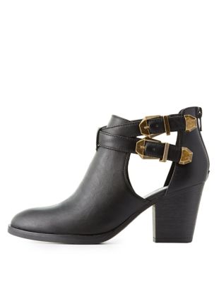 booties with buckles and cutouts