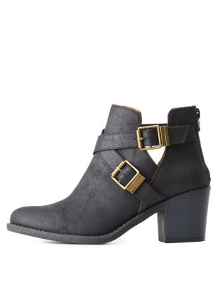 Buckled Cut-Out Ankle Booties | Charlotte Russe