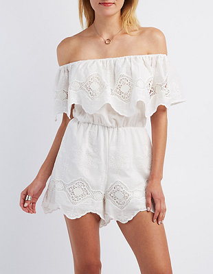 Scalloped Off-the-Shoulder Romper | shopswell