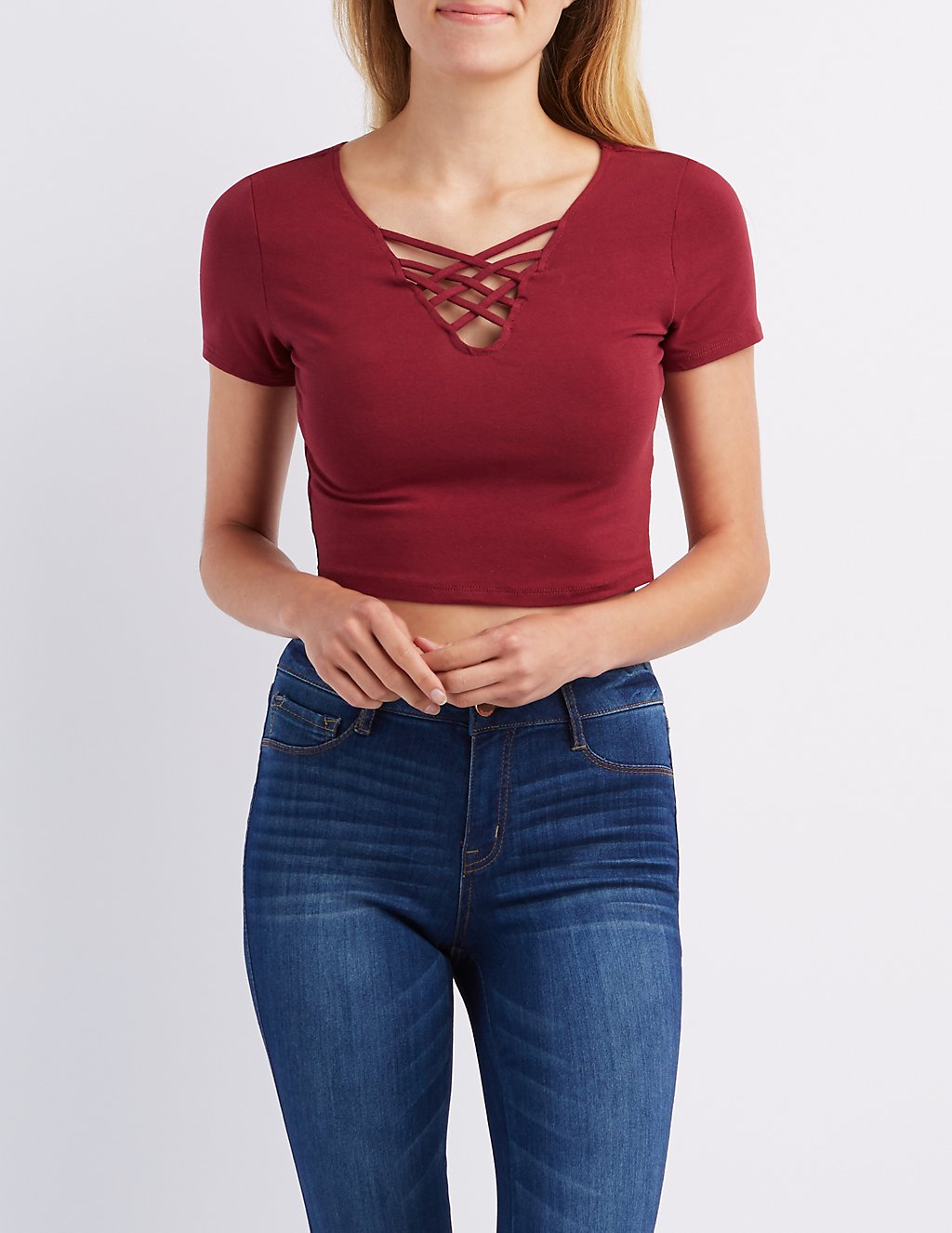 Charlotte Russe Caged Crop Top